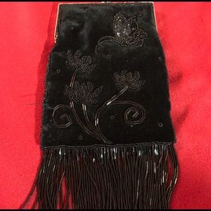 Elegant and Funky Vintage Black Fringe Purse